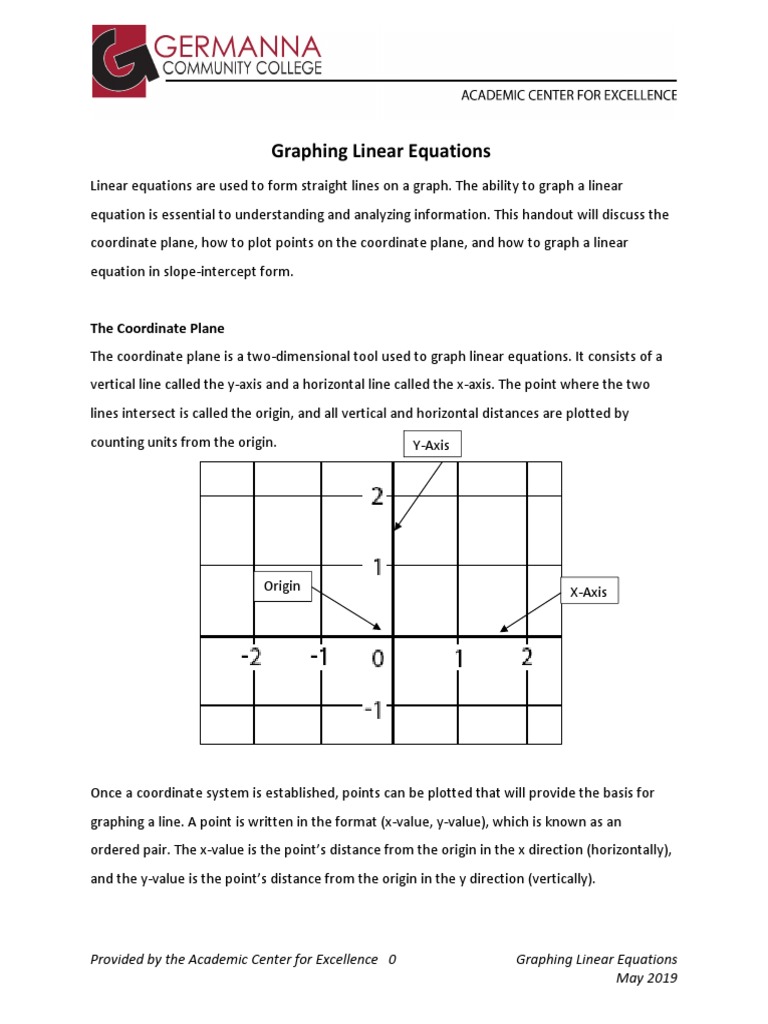 Graphing Linear Equations | PDF | Cartesian Coordinate System | Line ...