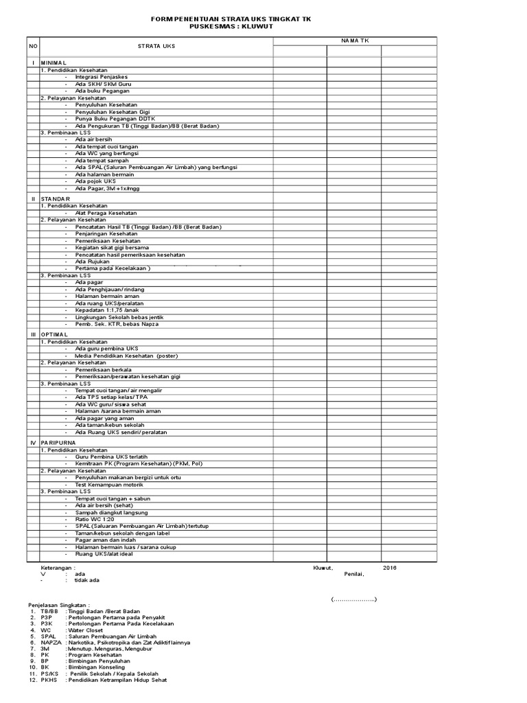 Stratifikasi UKS di Sekolah Kluwut | PDF | Sains & Matematika