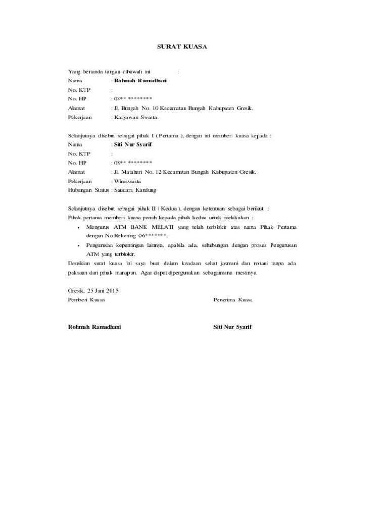 Contoh Surat Kuasa | PDF