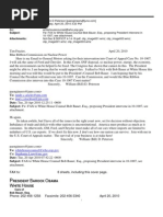 E-mail FAX to White House Counsel Bob Bauer, Esq