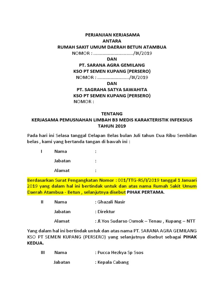 perjanjian kerja sama