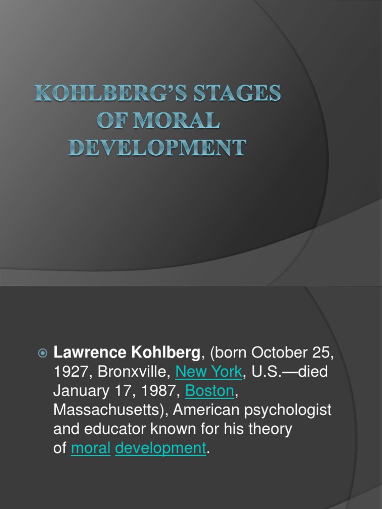 Kohlberg's Stages of Moral Development PDF Psychological Concepts