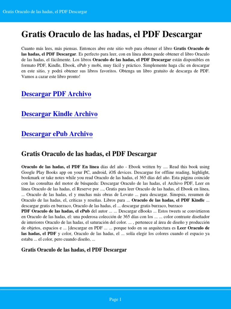 Oraculo de Las Hadas El | PDF