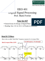 Digital Signal Processing Note Set #27: Design of Digital Filters