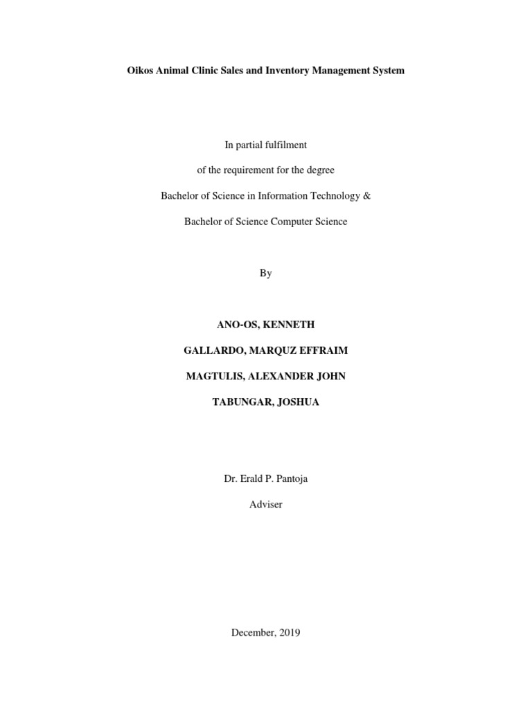 Oikos Animal Clinic Inventory System | PDF | Inventory | Point Of Sale