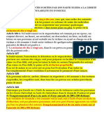 Atteintes Portees Par Des Particuliers A La Liberte Individuelle, de L'inviolabilite Du Domicile