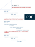 Answers of Subquery