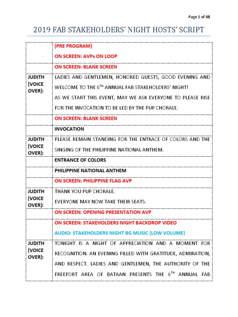 2019 FAB Stakeholders' Night Script | PDF | Mediation | Government