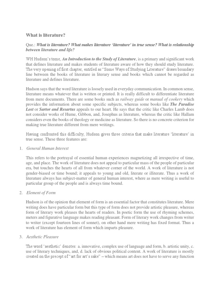 What Is Literature PDF Human Writers