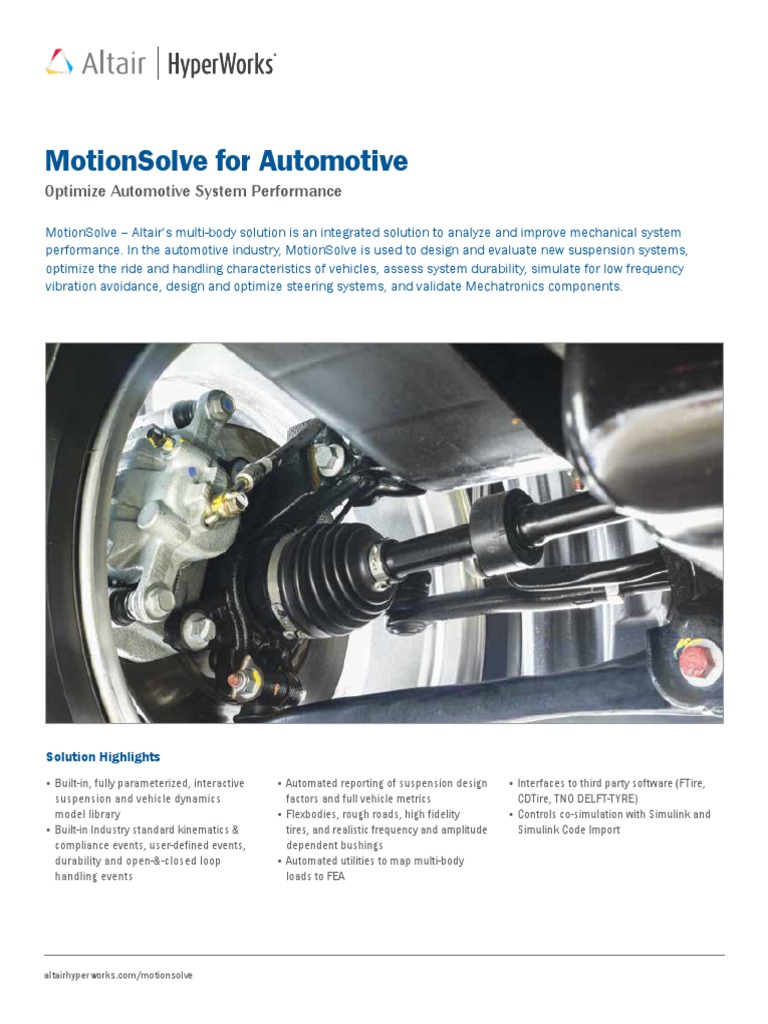 MotionSolve Automotive Brochure | PDF | Areas Of Computer Science ...