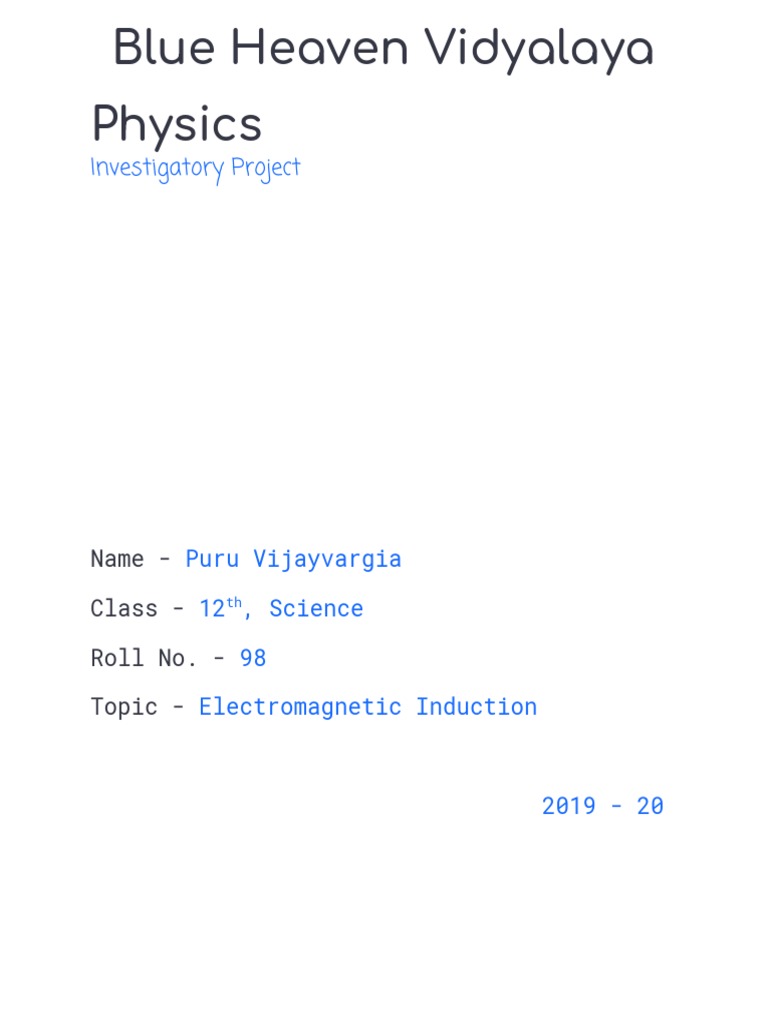 Electromagnetic Induction Project Class 12 | PDF | Electromagnetic ...
