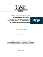 Diseño, Aplicación y Evaluación de Un Programa Educativo Basado en La Competencia Científica para El Desarrollo Del Pensamiento Crítico en Alumnos de Educación Secundaria