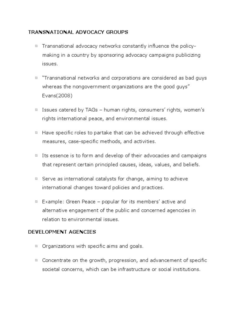 Transnational Advocacy Groups in the Philippines | PDF | Non ...