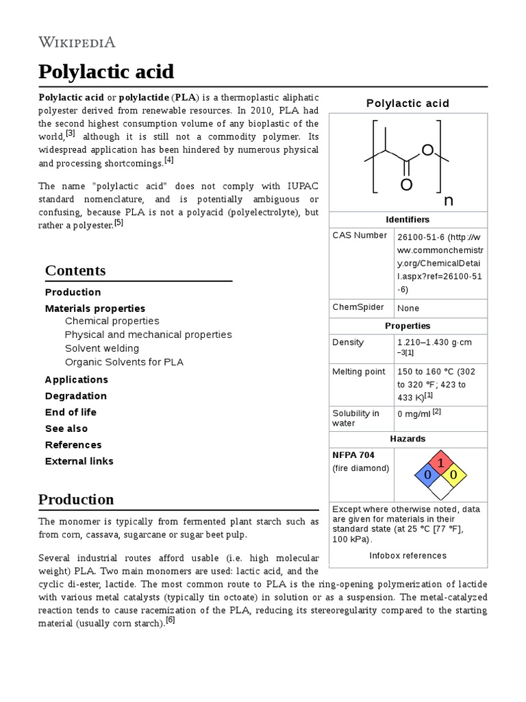 Polylactic Acid Industrial Processes Chemistry
