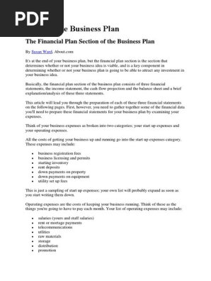 financial plan perbis