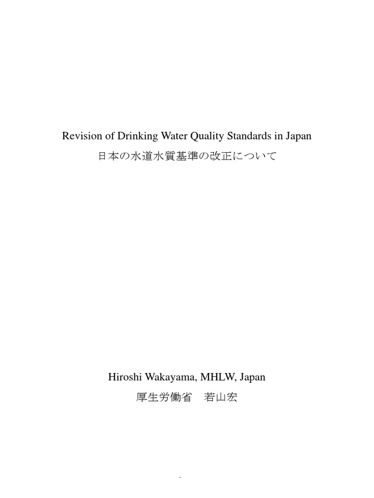 Revision of Drinking Water Quality Standards in Japan PDF Water