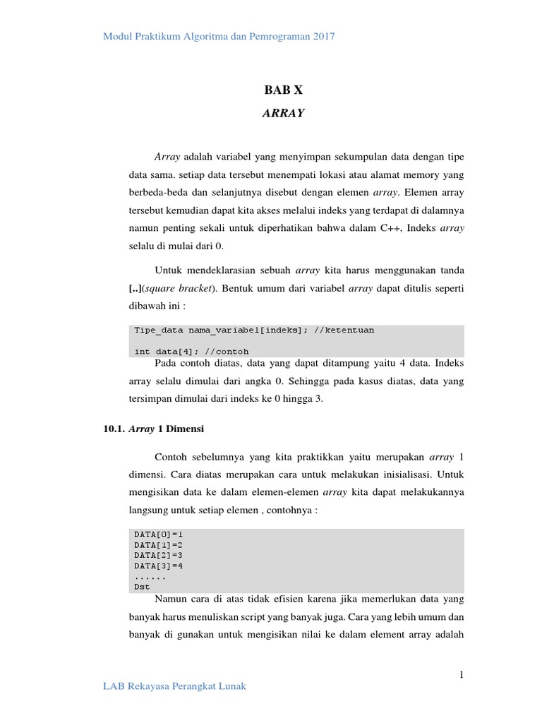 Panduan Array dalam C++ | PDF