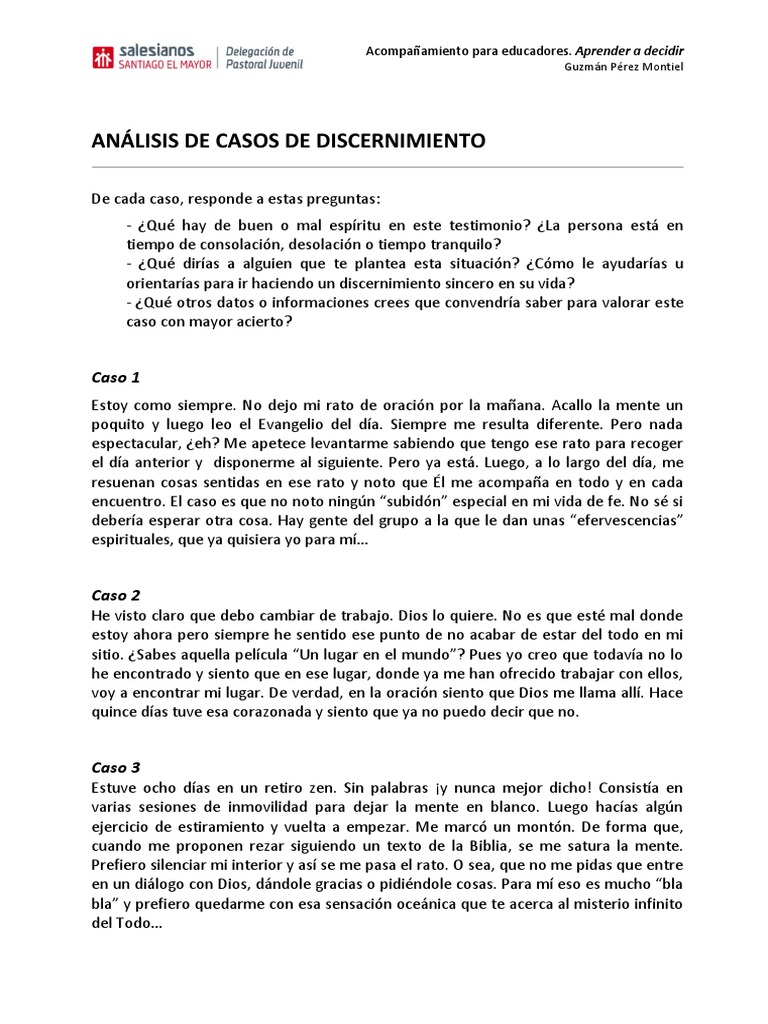 Discernimiento Espiritual: Casos y Orientación | PDF | Dios | Oración