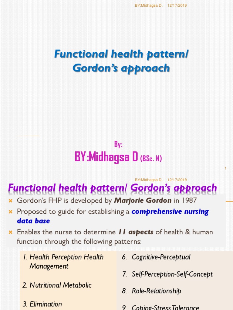 Gordon's Functional Health Patterns Guide | PDF | Perception | Medicine
