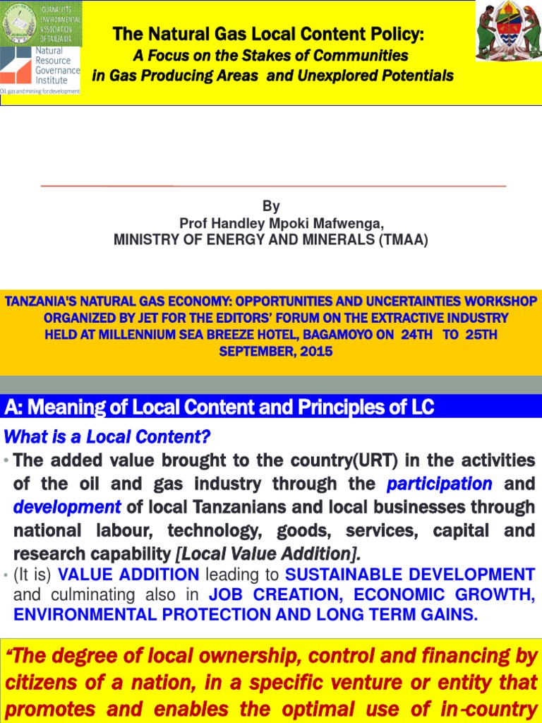 Jet-Natural Gas Local Content Policy | PDF | Tanzania | World Trade ...