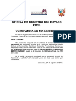 Constancia de No Existen Acta Nacimiento