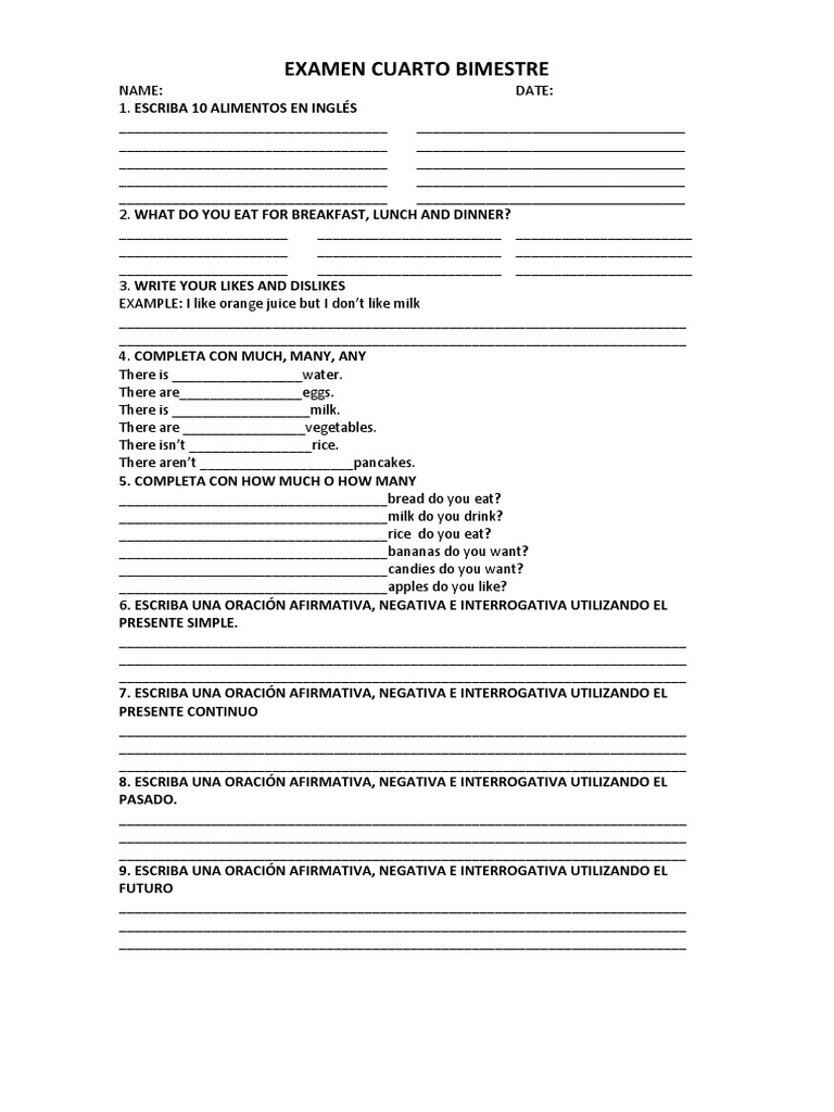 Examen 4 Bimestre Meal Eating Behaviors Of Humans