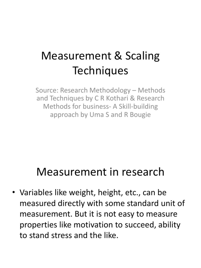 Measurement and Scaling Techniques | PDF | Level Of Measurement ...