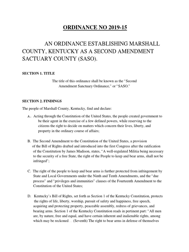 Marshall County Second Amendment Sanctuary | PDF | Second Amendment To ...
