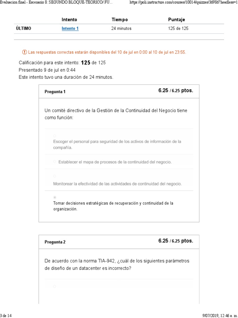 Evaluación de Continuidad del Negocio | PDF | Evaluación | Informática
