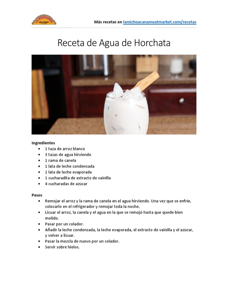 Receta de Agua de Horchata | PDF