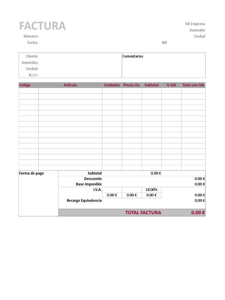 Formato Factura En Excel Modelo Factura Excel | PDF | Pagos | Business