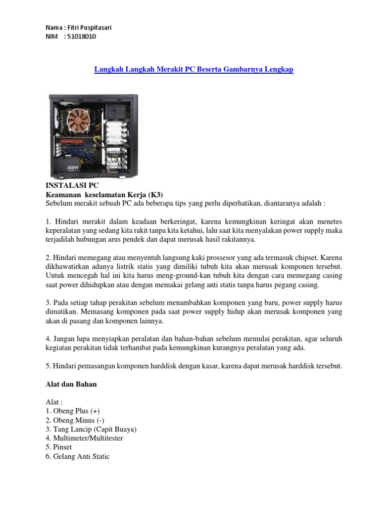 Langkah Langkah Merakit PC Beserta Gambarnya Lengkap | PDF