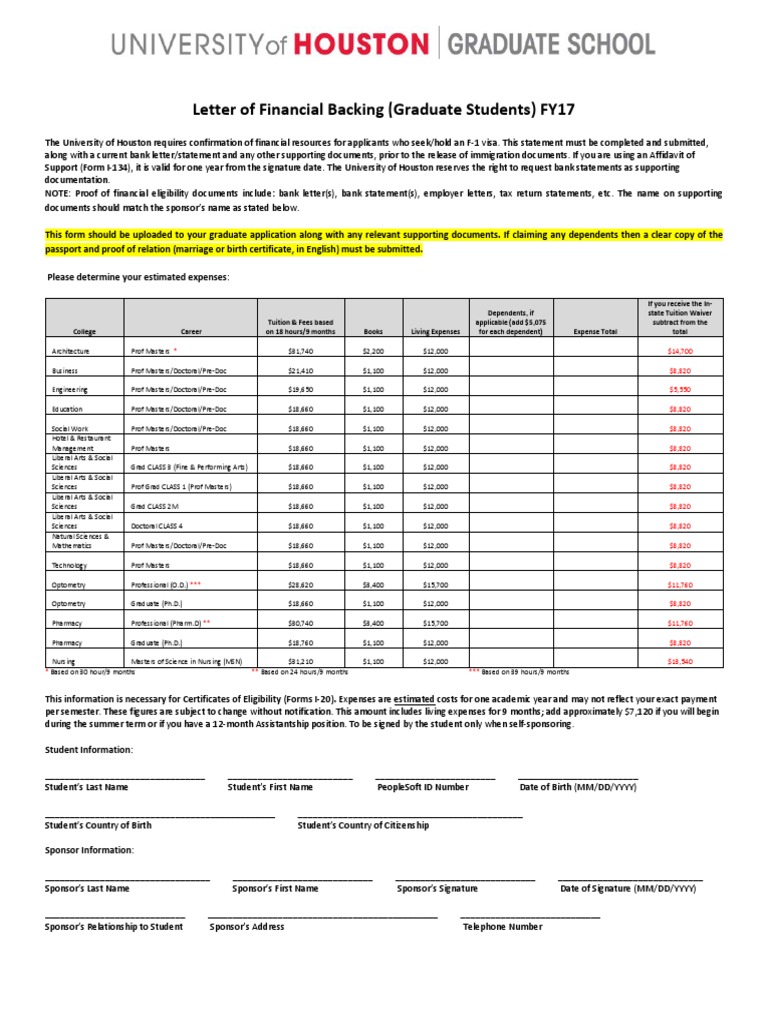 UH Financial Backing Guide | PDF | Doctor Of Philosophy | Postgraduate ...