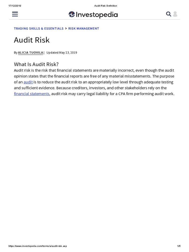Audit Risk Definition | PDF | Financial Audit | Risk