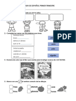 Examen de Español Primer Trimestre 2do Grado