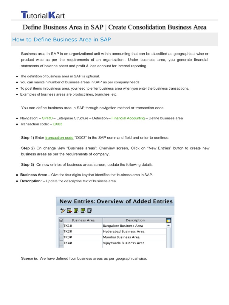 Defining Business Areas in SAP FICO | PDF | Taxes | Business