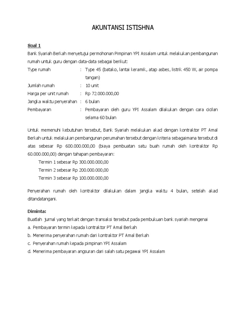 Soal Jawab Tugas Akuntansi Istishna Pdf