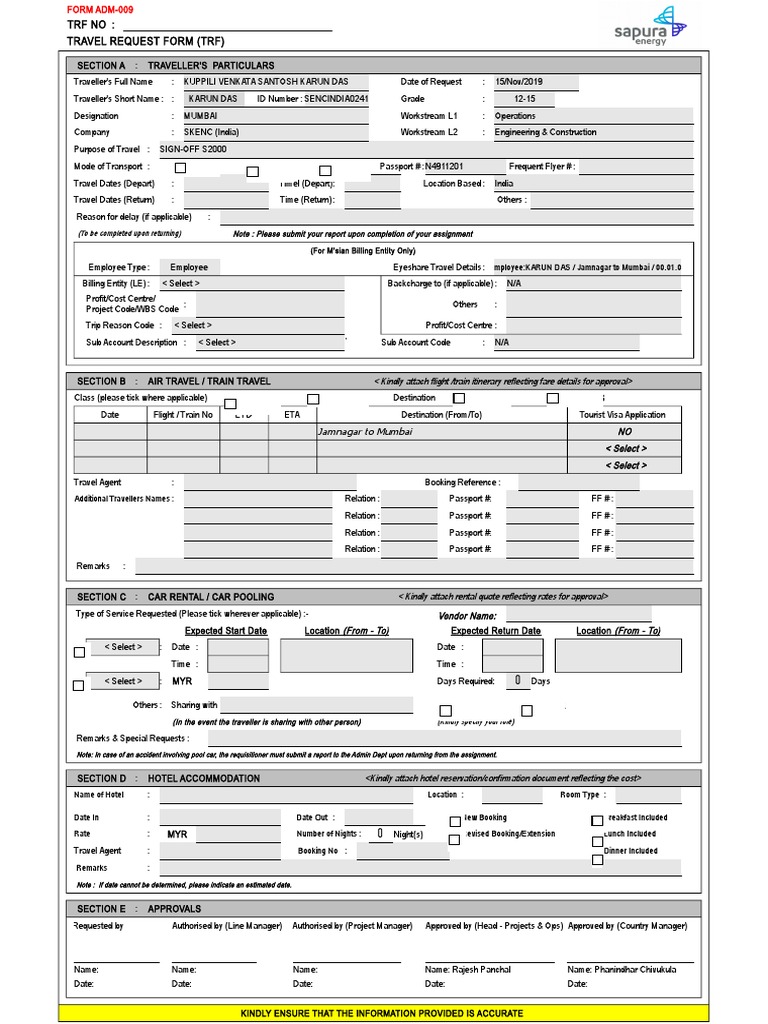 Travel Request Form for Operations | PDF | Economies | Service Industries