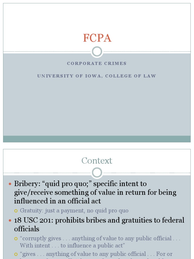 8 - Foreign Corrupt Practices Act | PDF | Bribery | Payments