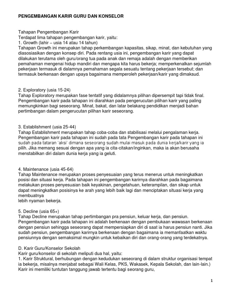 Pengembangan Karir Guru Dan Konselor | PDF | Karier & Perkembangan | Bisnis