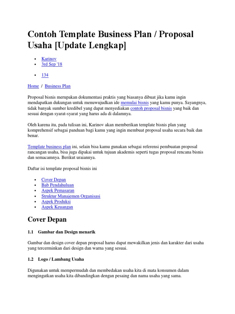 Contoh Template Business Plan | PDF