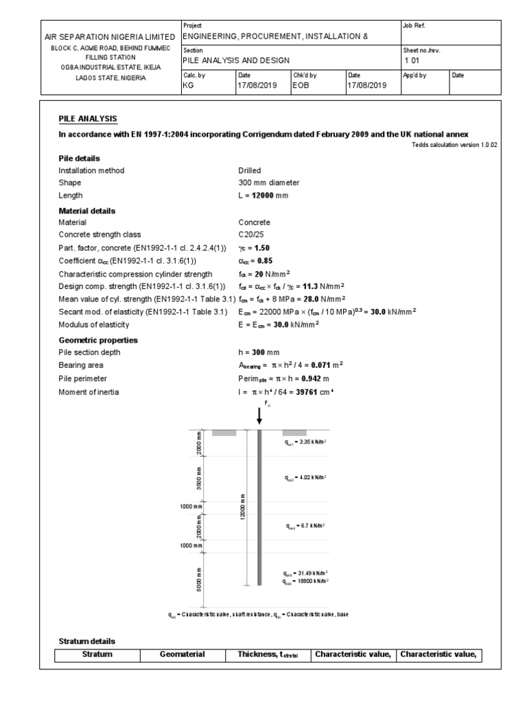 Design Calculation Report PDF PDF Bending Deep Foundation