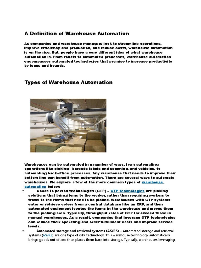 Warehouse Automation | PDF | Warehouse | Automation
