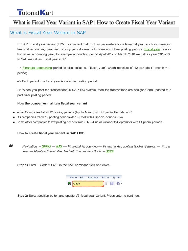Year Dependent Fiscal Year Variant In Sap