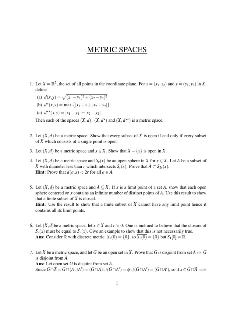 Real Analysis Msc Assignments Pdf Metric Space Continuous Function