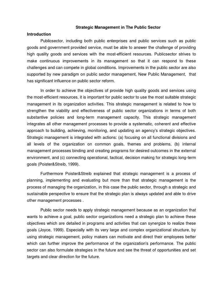 Public Sector Strategic Management | PDF | Strategic Management | Business