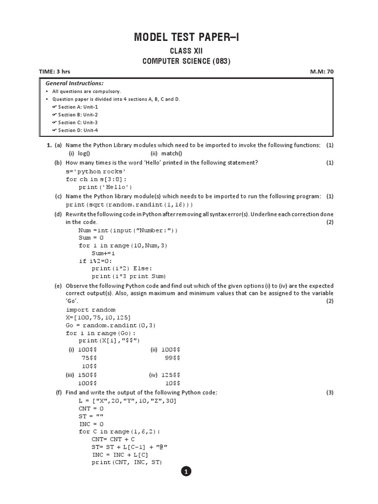 Class XII Computer Science Exam | PDF | Queue (Abstract Data Type) | C ...