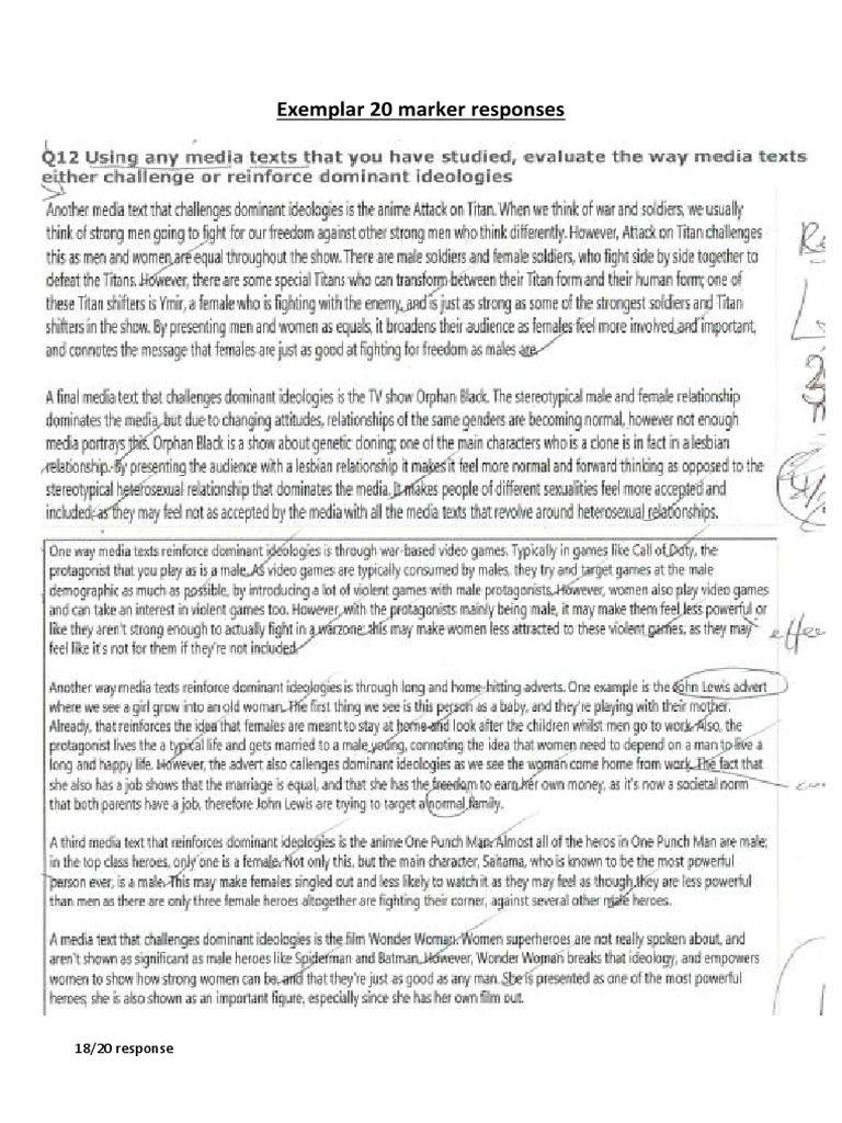 Examples of 20 Marker Responses | PDF | Stereotypes | Psychology