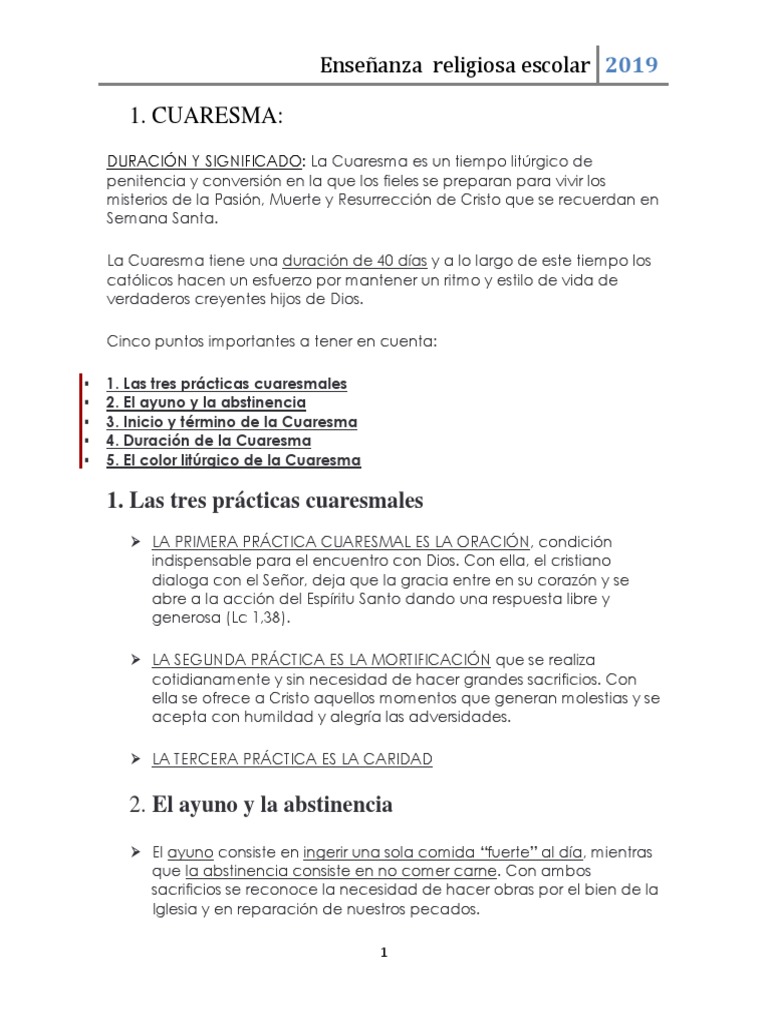 Cuaresma y Semana Santa: Guía 2019 | PDF | Prestado | Pascua de ...