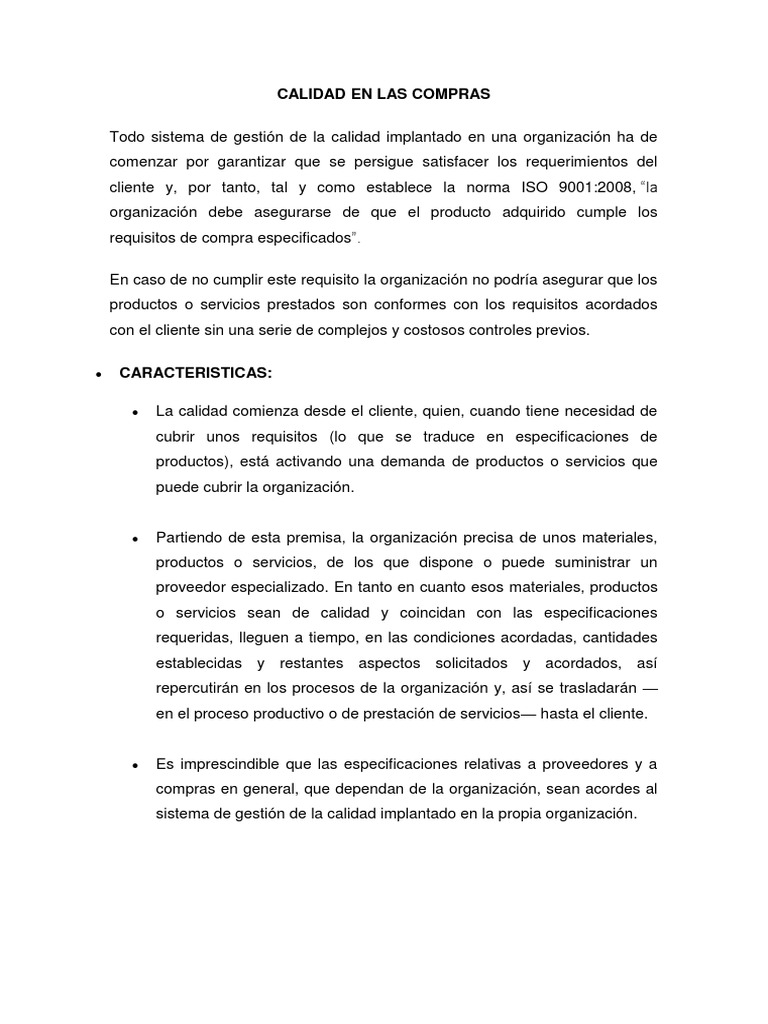 Mejora de la Calidad en Compras | PDF | Gestión de la calidad | Calidad ...
